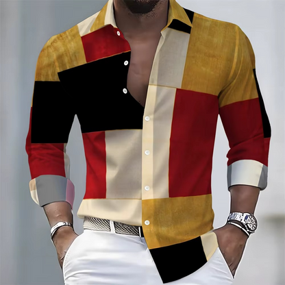 Men's Striped Long-Sleeved Shirt