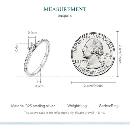 Real 925 Sterling Silver Simple Love Heart Clear Zircon