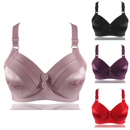 C Cup Wireless Push Up Bra Cotton Wire Free Plus Size