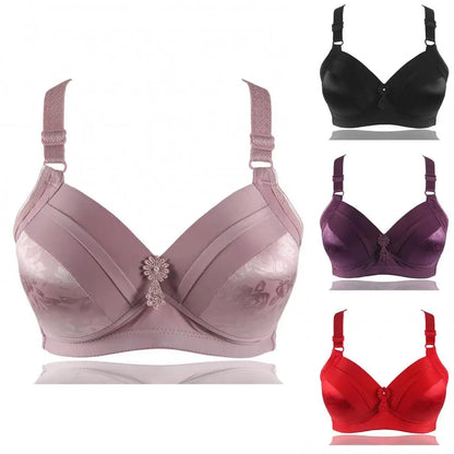 C Cup Wireless Push Up Bra Cotton Wire Free Plus Size