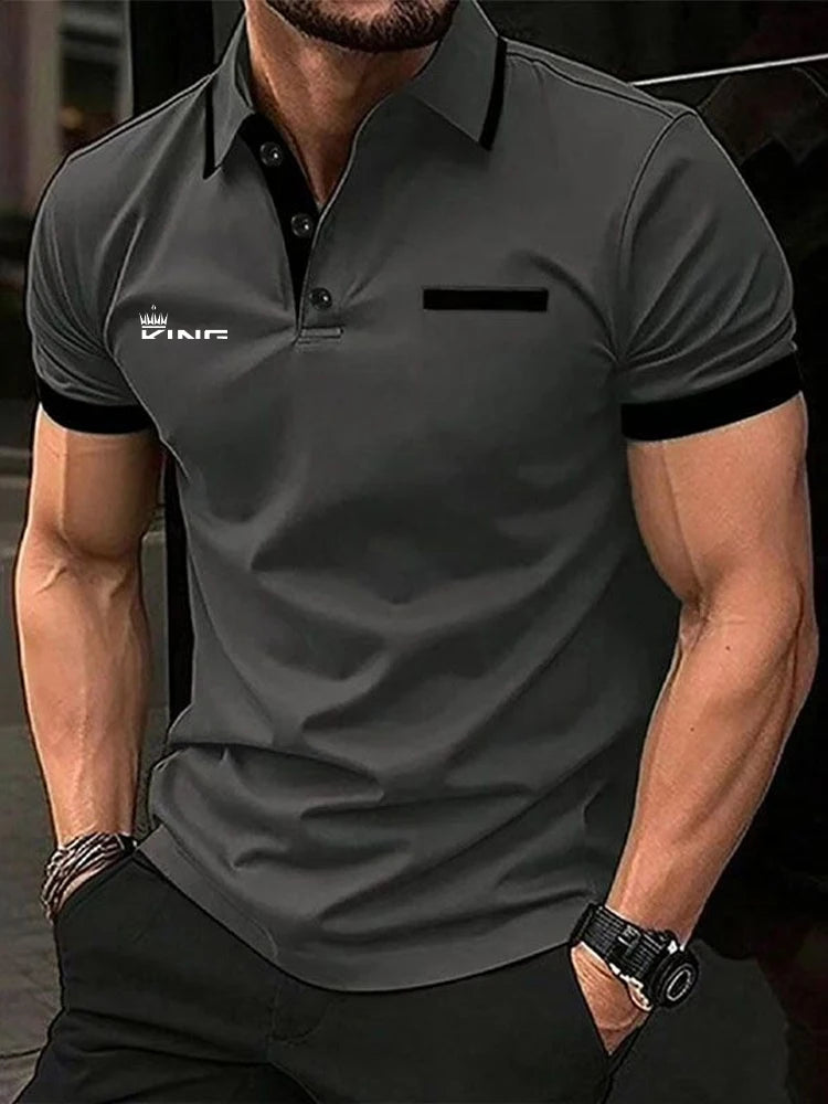 Men's Polo Shirt Golf Shirt Casual Sports Lapel Short Sleeve Fashion Basic Color Block Patchwork Summer Regular Fit Polo Shirt