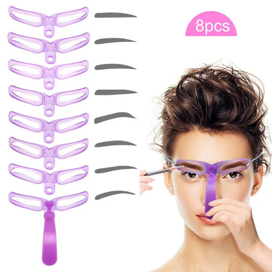 8 In 1 Reusable Eyebrow Stencil Beauty Makeup Brow Stamp Template Eyebrows Shape Set Eye Brow Makeup Tools San Remo Shops