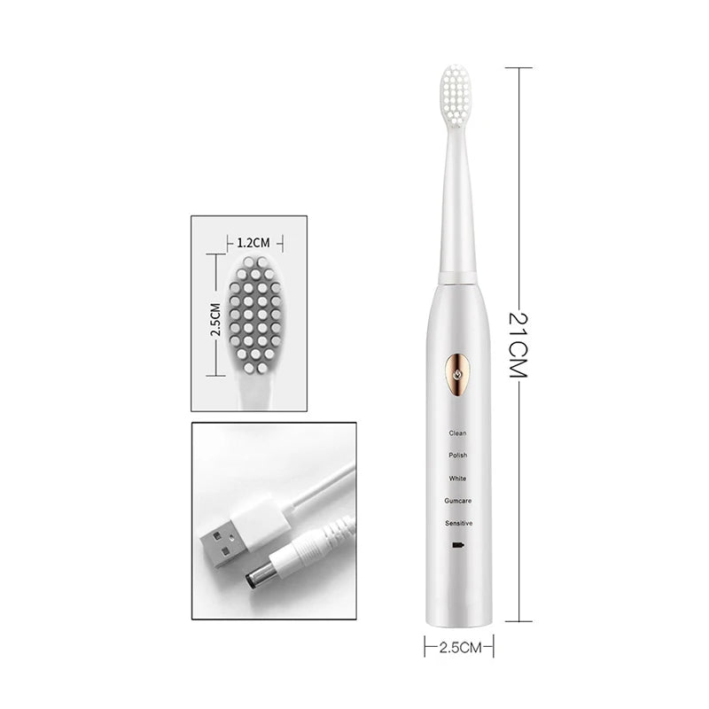 Ultrasonic Sonic Electric Toothbrush For Adult Rechargeable Tooth Brushes Washable Electronic Whitening Teeth Brush Timer Brush San Remo