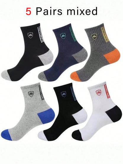 5PCS Set Mens Ultra Breathable Stylish Sports Socks for High Performance Basketball Football Fashion Multipack