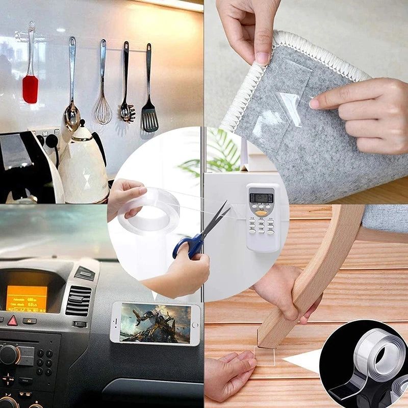 Reusable Nano Adhesive Tape Clear Double Sided Removable Transparent Alien Tape Anti-Slip Traceless for Home Supplie San Remo Shops