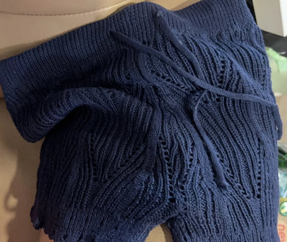 Womens Beach Shorts Hollow Out Knitted Lace Drawstring Elastic Waist Soft Breathable Loose High Waist Summer Bikini Shorts