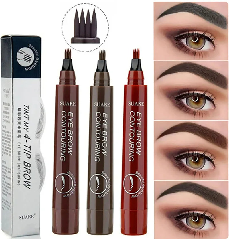 5 Colors Microblading Eyebrow Pen Waterproof Liquid Eyebrow Pencil Long Lasting Eyebrow Tattoo Pen 4 oints eyebrow pen Cosmetics San Remo Shops