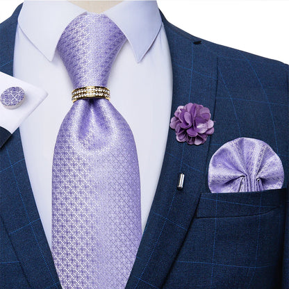 8cm Ties Handkerchief Cufflinks Metal Ring Brooch Pin 5 Pcs Set