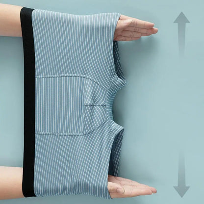 Men Underwear Elastic Boxers Comfortable Stylish Men's Boxers Soft Breathable U Design Striped Print Moisture-wicking for Quick San Remo