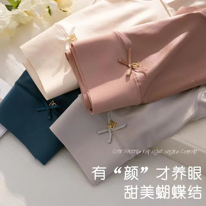 2 Pcs/set Satin Ice silk Underwear Women's Briefs Soft Sexy High quality Comfortable Abdomen Panties smooth Lingerie
