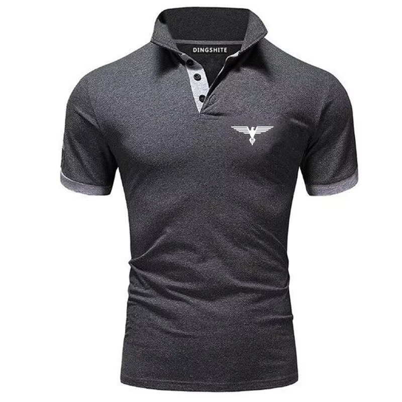 Polo collar contrasting color shirt