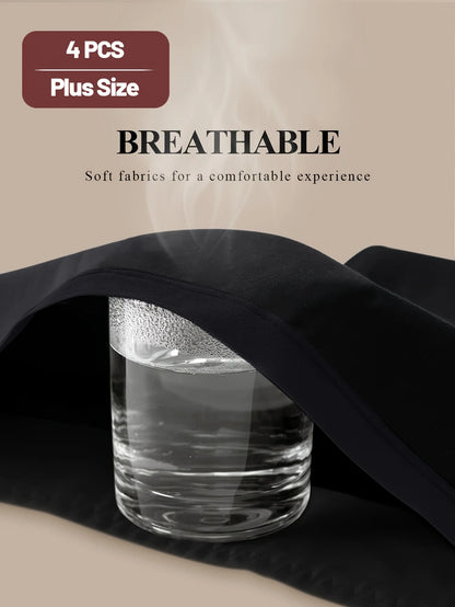 4pcs Women's Mid-Rise Briefs, soft polyester and spandex blend.