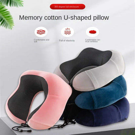 Removable Washable Memory Foam U-shaped Neck Pillow Soft Slow Rebound Travel Plane Car Cervical Solid Bedding Nap Spine Pillow San Remo Shops