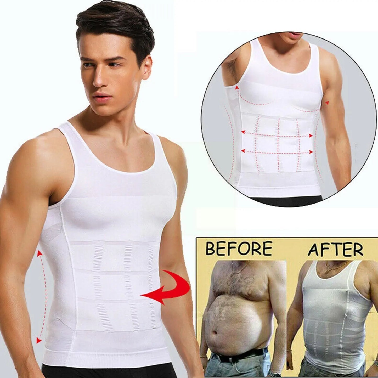 Men Slimming Elastic Body Shapewear Vest Tight Skinny Shirt Fitness Waist Compression Control Abdomen Breathable Top Sport Vest San Remo