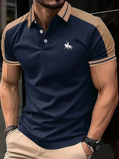 men's printed lapel short-sleeved Polo shirt