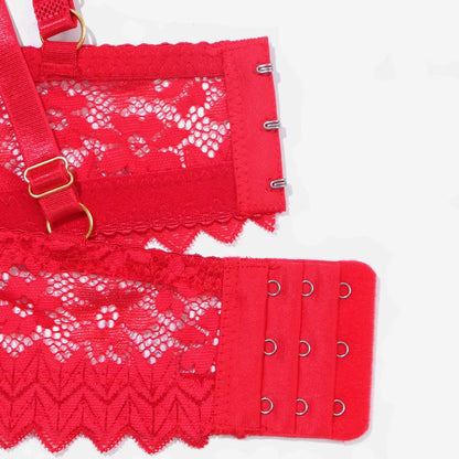 Push Up Padded Bra with Rhinestone and Metallic Texture Lace Design