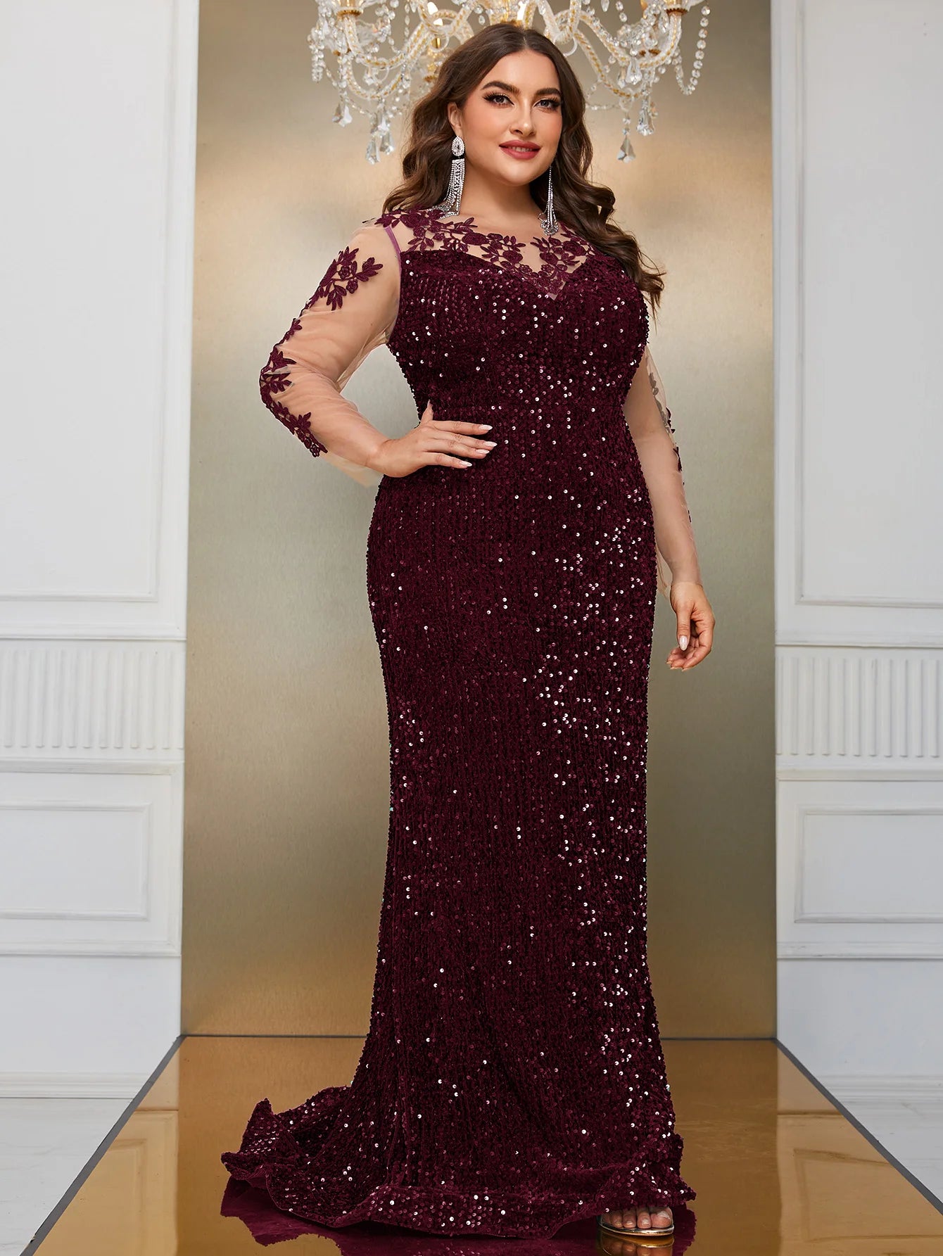 YISIKADO Giffniseti Plus Contrast Mesh Sequin Formal Dress PARTY DRESS 2024 San Remo Shops