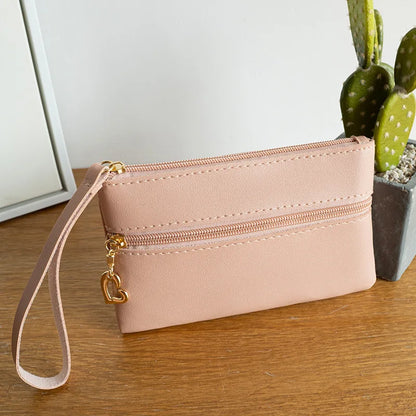 Tragbarer Kartenhalter, modische kleine Damentasche mit Doppelreißverschluss, elegante Clutch als Geschenk