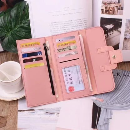 Cartera de mujer de alta calidad, de piel antirrobo, con cremallera larga, bolso de mano grande, tarjetero