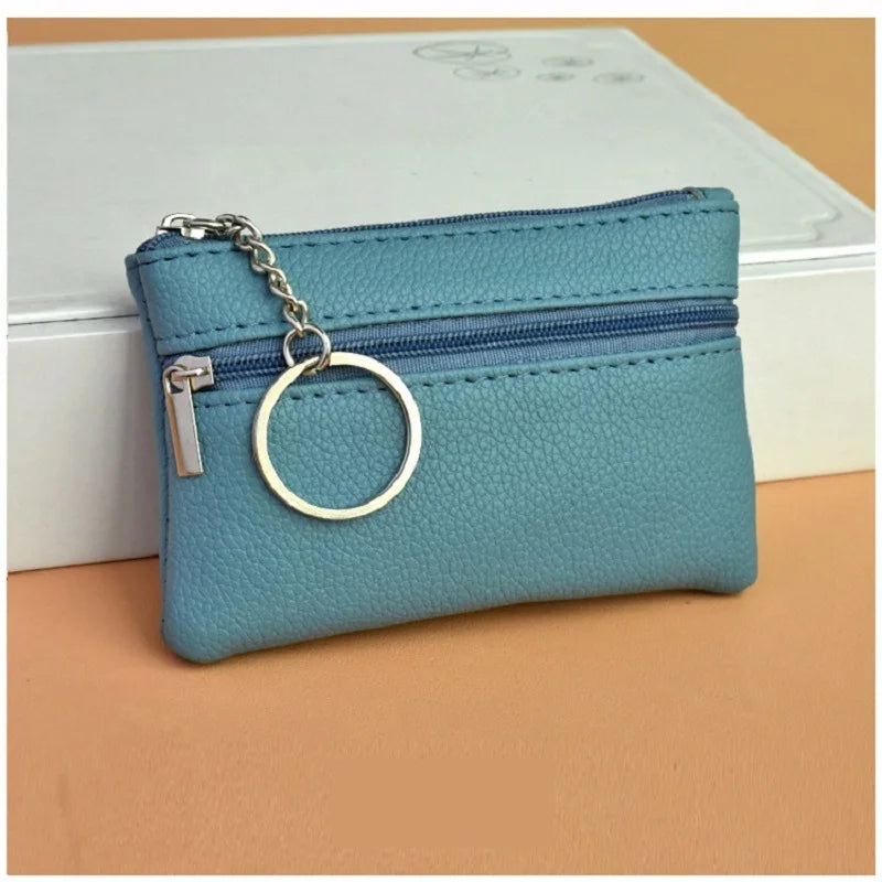 Portable Card Holder Fashionable Small Double Zipper Ladies Bag Elegant Clutch for Gift