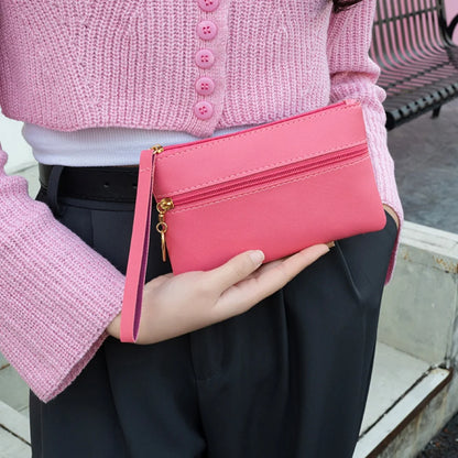 Tragbarer Kartenhalter, modische kleine Damentasche mit Doppelreißverschluss, elegante Clutch als Geschenk