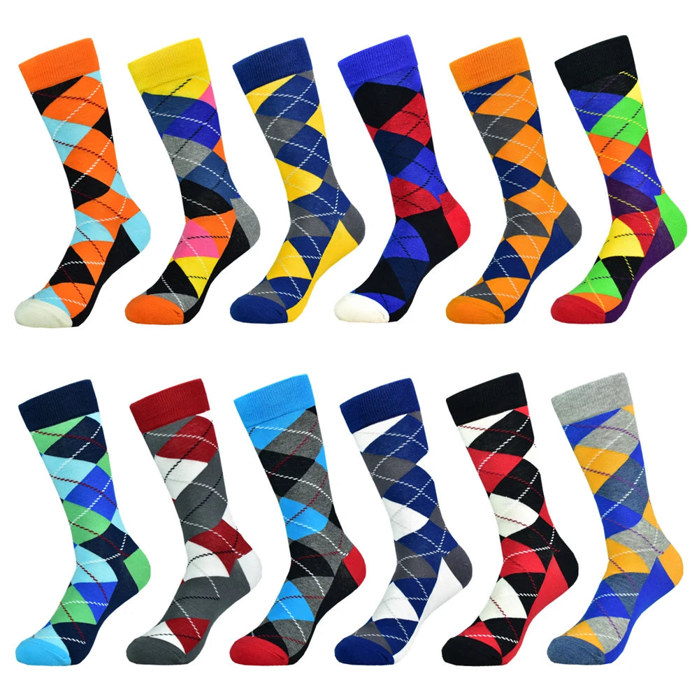 5pairs Men's Color Dress Casual Fashion Happy Socks Combed Cotton Socks Men Gifts