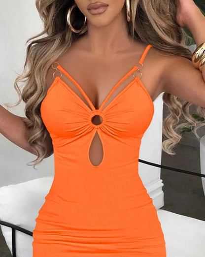 Vestido de verano 2024 para mujer, sexy, con escote en V, abertura alta, ajustado, con tirantes finos, para vacaciones y fiestas en la playa.