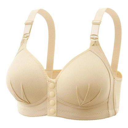 Front Button Closure Push Up Bra with Adjustable Straps Plus Size Support No Wire