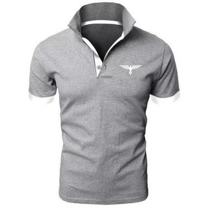 Polo collar contrasting color shirt