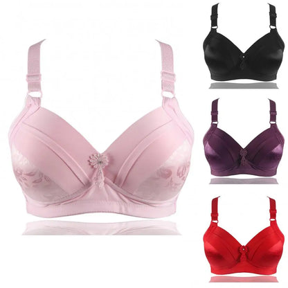 C Cup Wireless Push Up Bra Cotton Wire Free Plus Size