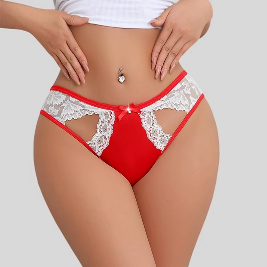Red, White Lace Panties