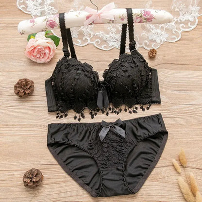Lace Women Bra Panties Set Wire Free Bra Top Set  Wear Bra Female Sexy Lingerie Set Multi Color Fitness Crop Top Underwear 2 sold