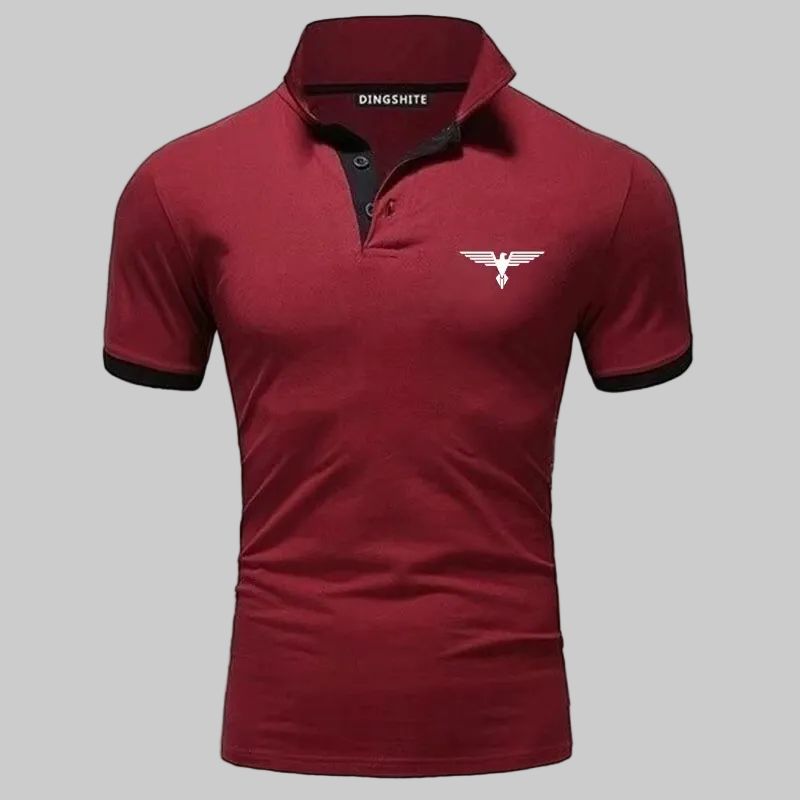 Polo collar contrasting color shirt