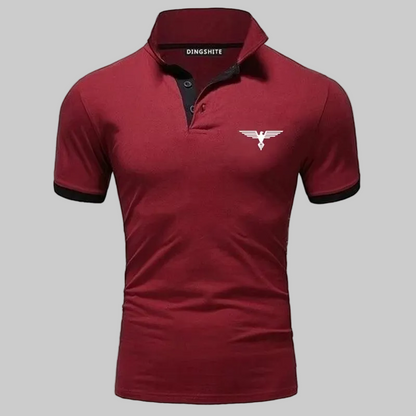 Polo collar contrasting color shirt