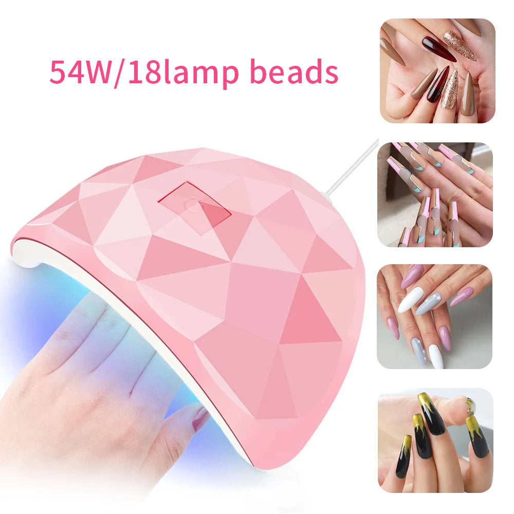 CNHIDS 54W 18 LED Drying Lamp Manicure UV Nail Dryer Curing Gel Nail Polish With USB Smart Timer Sun Light Nail Art Tools San Remo