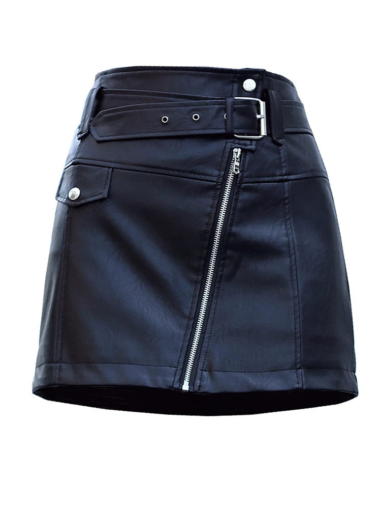 Aelegantmis Spring Summer New Slim High Waist Women Leather Skirt Office Lady Mini Skirt Female Casual A-line Short Skirts San Remo