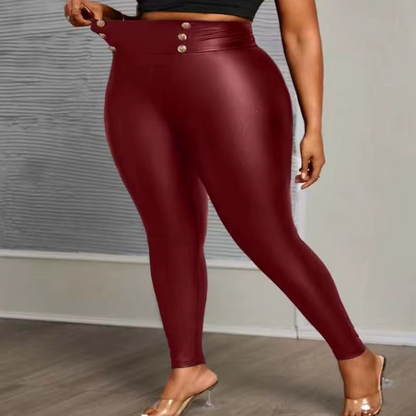 Plus size PU leather pants