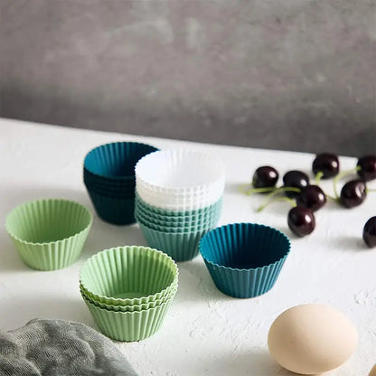 12/24Pcs Reusable silicone muffin cups for baking muffins, cupcakes, tarts, and more.