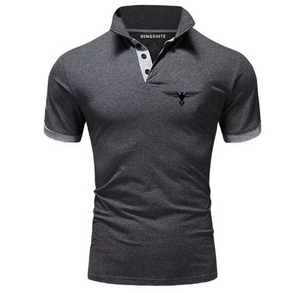 Polo collar contrasting color shirt