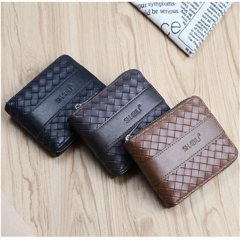 2024 New Short Wallet Braided Korean Youth Men's Horizontal Wallet Multi-card Trend Card Holder San Remo Shops