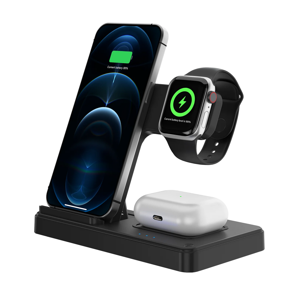 3-in-1 Wireless Charging Station, Magnetic Fast Charging, 18W Foldable
