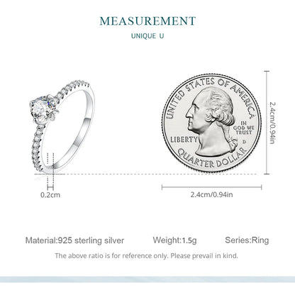 Anillos de compromiso y boda WOSTU de plata de ley 925 para mujer, llenos de circonitas cúbicas transparentes, apilables, joyería fina