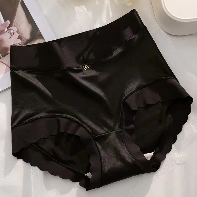 2 Pcs/set Satin Ice silk Underwear Women's Briefs Soft Sexy High quality Comfortable Abdomen Panties smooth Lingerie