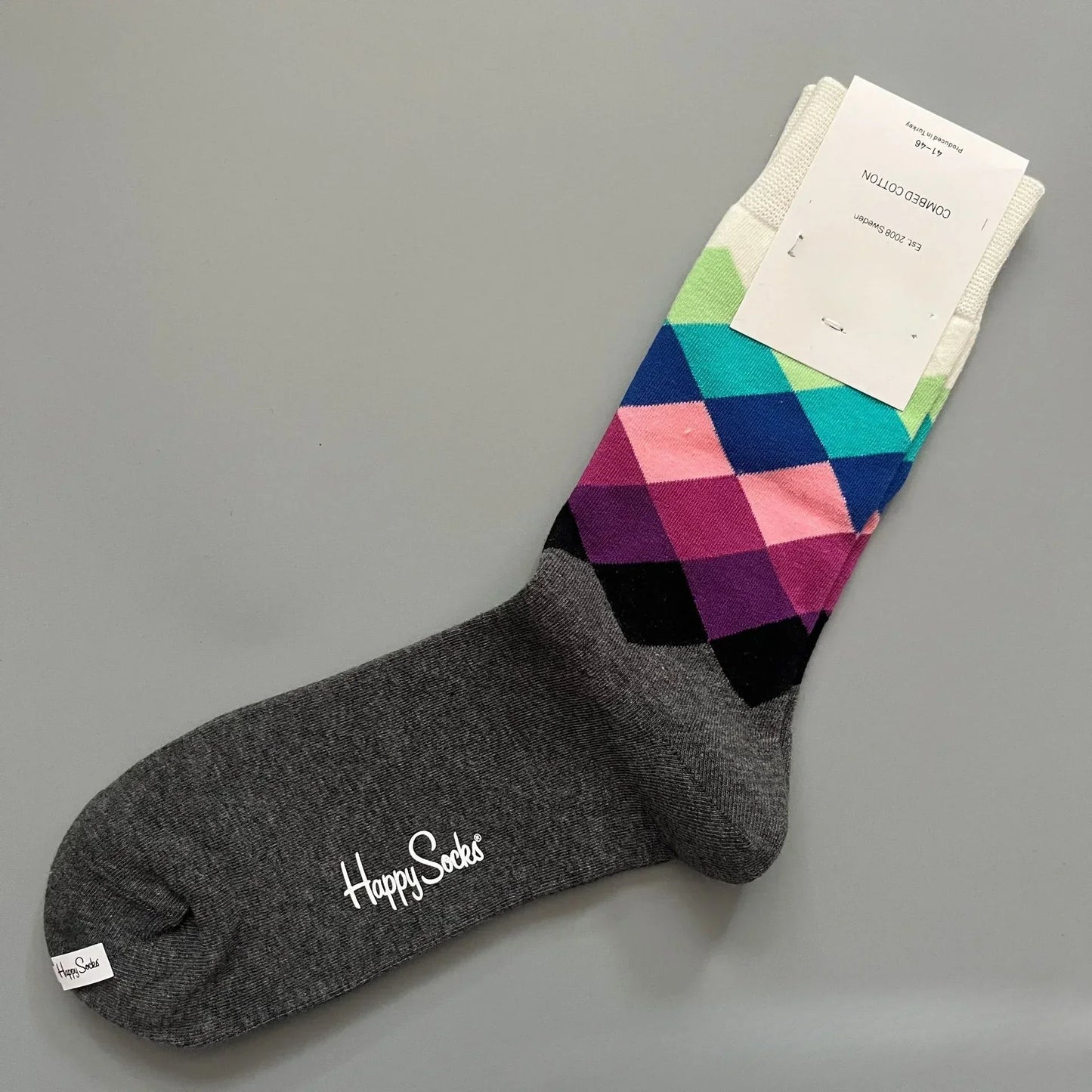 Happy Socks Men's Classic Crew Sock, Shoe Size 10 - 13 Soft Cotton