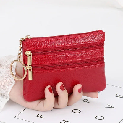 PU Leather Money Coin Purse 2024 New with Key Ring Waterproof Pocket Purse Zipper Wear-resistant Credit Card Holoder Male Women