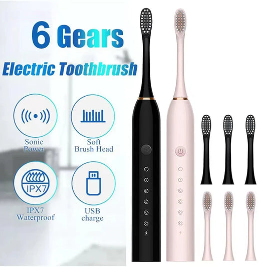 Adult Electric Toothbrush Smart USB Rechargeable Teeth Clean Whitening Sonic Toothbrush Timing Tooth Brush With Replacement Head San Remo