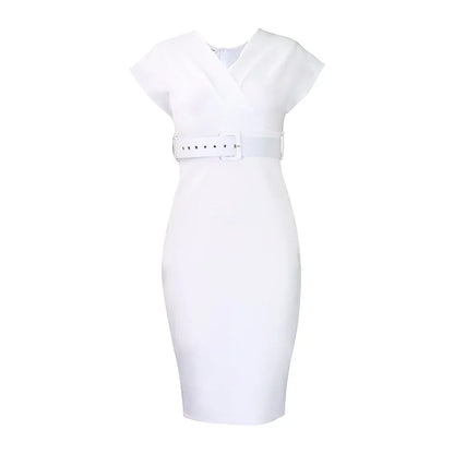 new arrival African women clothing hot sale solid color Deep v neck bodycon dress slim sexy pencil dresses OL style