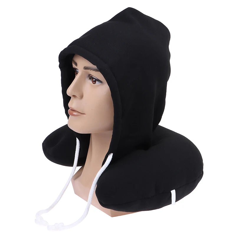 Travel Pillow Hooded U-Shaped Pillow Cushion Car Office Airplane Head Rest Neck Pillow Travel Pillow Accessories San Remo Shops