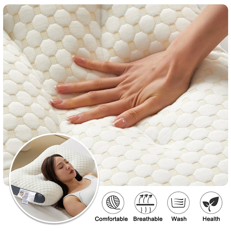 Cervical Orthopedic Neck Pillow Help Sleep Protect The Pillow Neck Household Soybean Fiber High Elastic Soft Pillow For Sleeping San Remo Shops