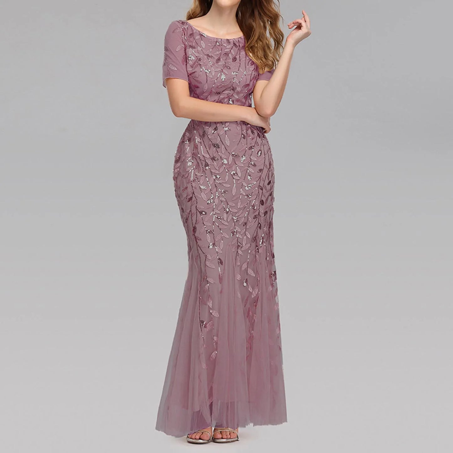 Temperament Evening Dresses Women Elegant Mesh Sequin Slim Fit Wedding Bridesmaid Dress Female Fashion Prom Party Long vestidos San Remo Shops